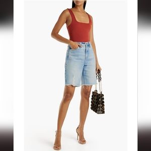 Good American- Good 90's Bermuda distressed denim shorts